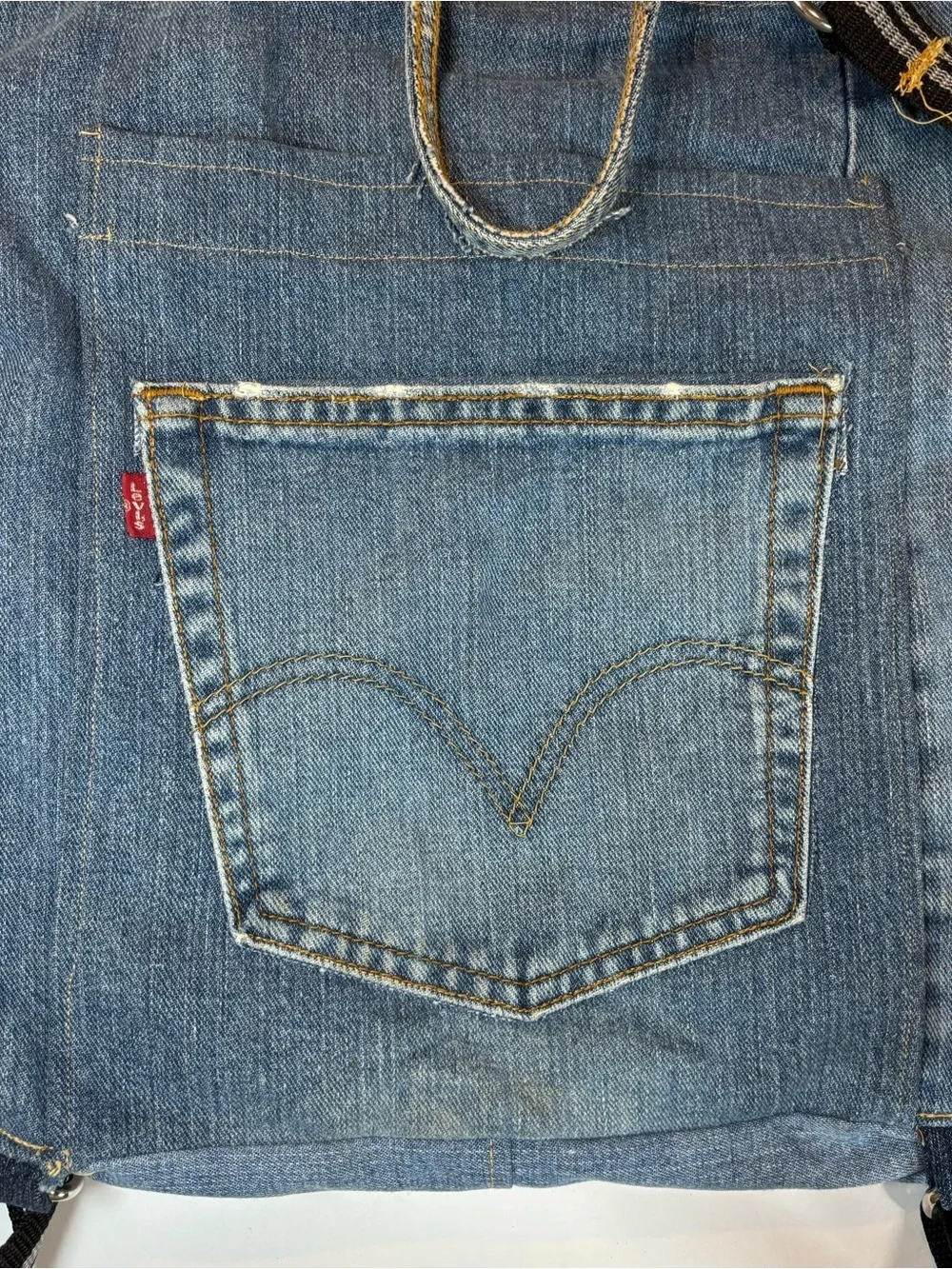90’s Route 66 Jeans Purse Tote Bag Lined Handmade Denim Pockets Patchwork